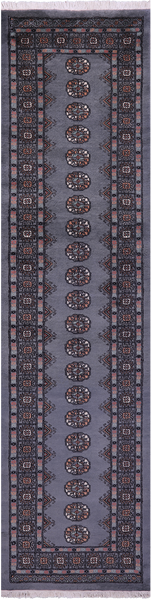 Grey Bokhara Handmade Wool Runner Rug - 2' 7" X 10' 1"