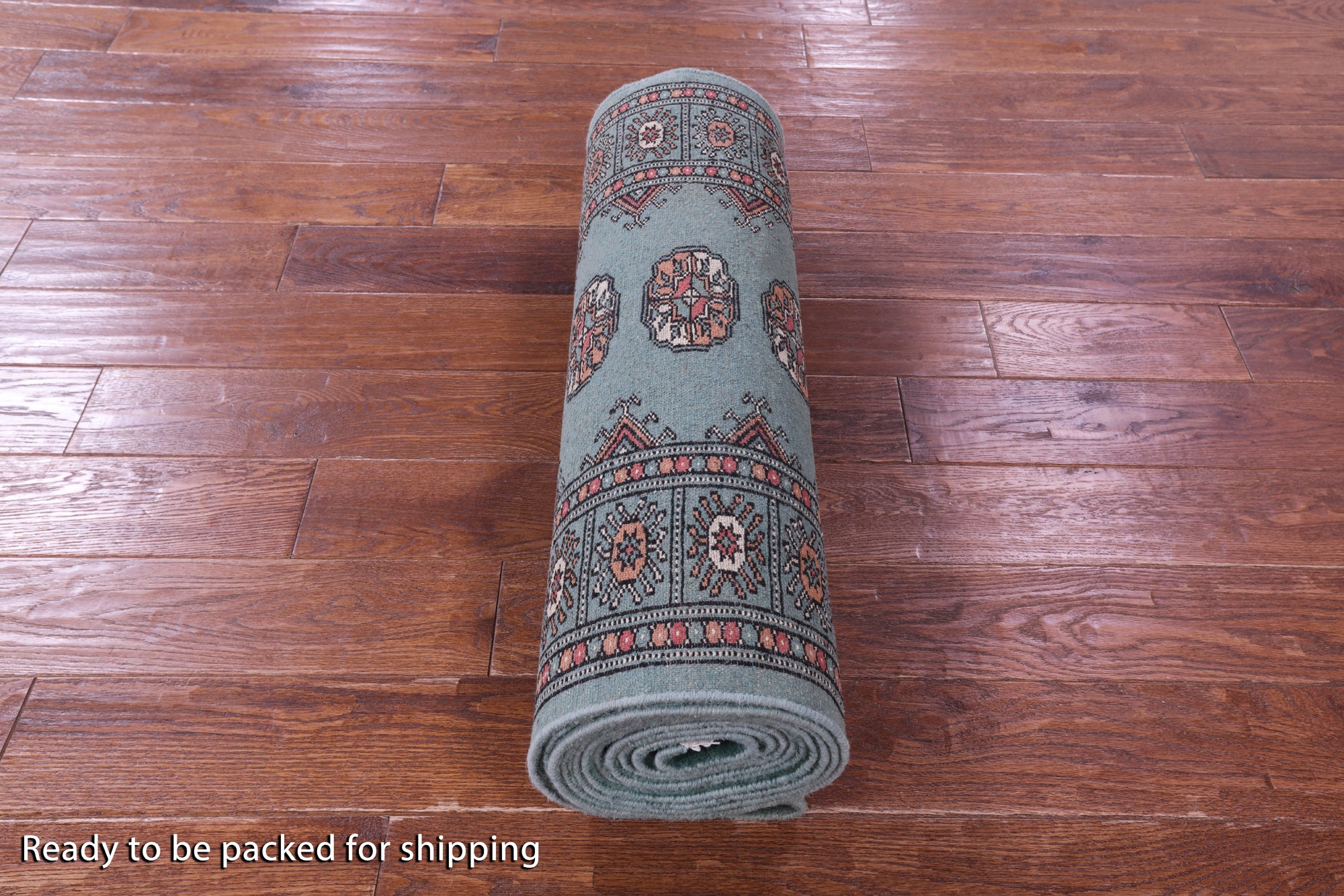 Green Bokhara Handmade Wool Runner Rug - 2' 7" X 14' 7"