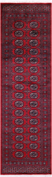 Red Bokhara Handmade Wool Runner Rug - 2' 7" X 8' 8"