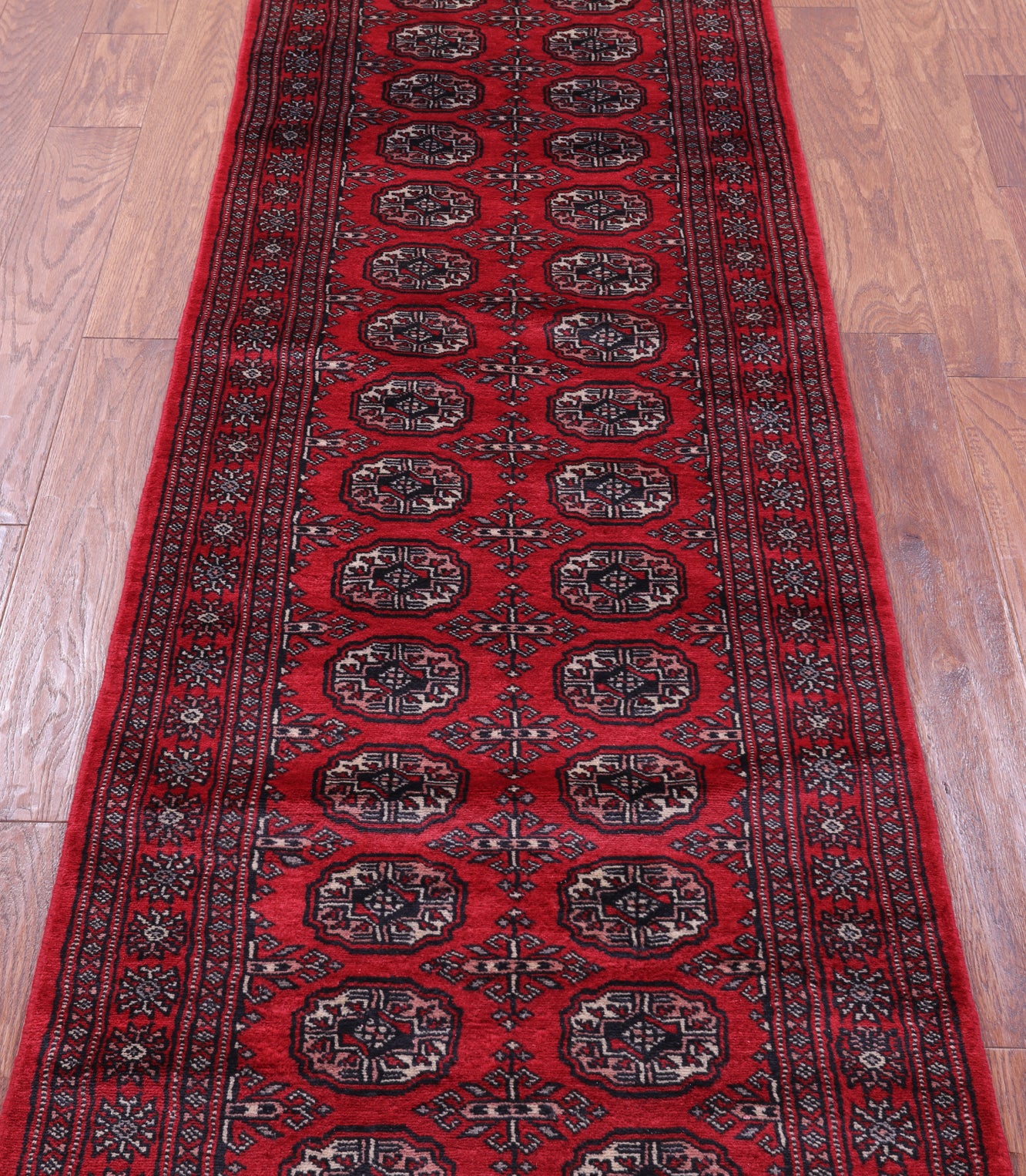 Red Bokhara Handmade Wool Runner Rug - 2' 7" X 8' 8"