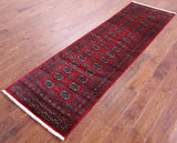 Red Bokhara Handmade Wool Runner Rug - 2' 7" X 8' 8"