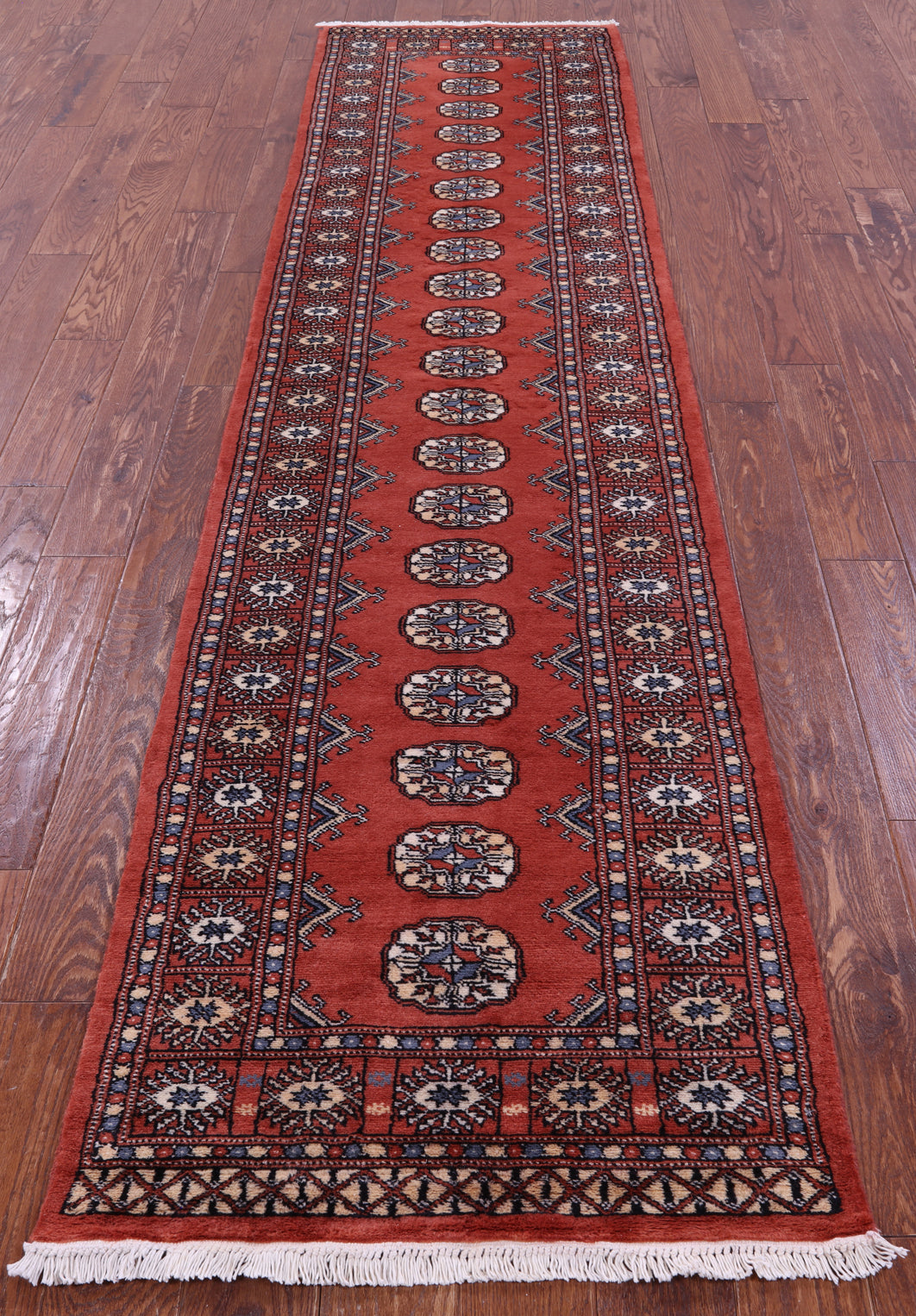 Rust Bokhara Handmade Wool Runner Rug - 2' 7" X 10' 4"