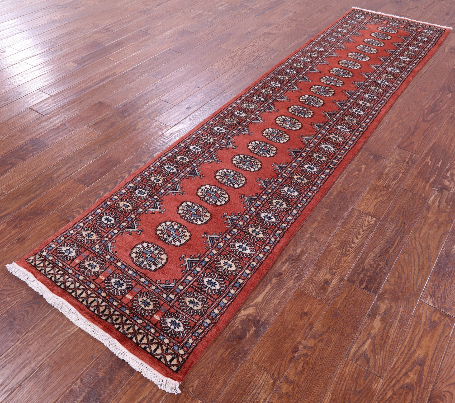Rust Bokhara Handmade Wool Runner Rug - 2' 7" X 10' 4"