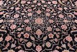 Black Persian Tabriz Handmade Wool & Silk Rug - 9' 0" X 12' 0"