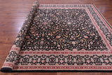 Black Persian Tabriz Handmade Wool & Silk Rug - 9' 0" X 12' 0"