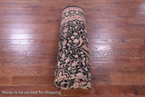 Black Persian Tabriz Handmade Wool & Silk Rug - 9' 0" X 12' 0"