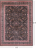 Black Persian Tabriz Handmade Wool & Silk Rug - 9' 0" X 12' 0"