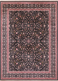 Black Persian Tabriz Handmade Wool & Silk Rug - 9' 0" X 12' 0"