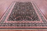 Black Persian Tabriz Handmade Wool & Silk Rug - 9' 0" X 12' 0"