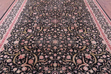 Black Persian Tabriz Handmade Wool & Silk Rug - 9' 0" X 12' 0"