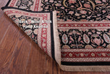Black Persian Tabriz Handmade Wool & Silk Rug - 9' 0" X 12' 0"
