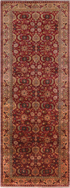 Red Persian Tabriz Handmade Wool Rug - 6' 3" X 17' 7"