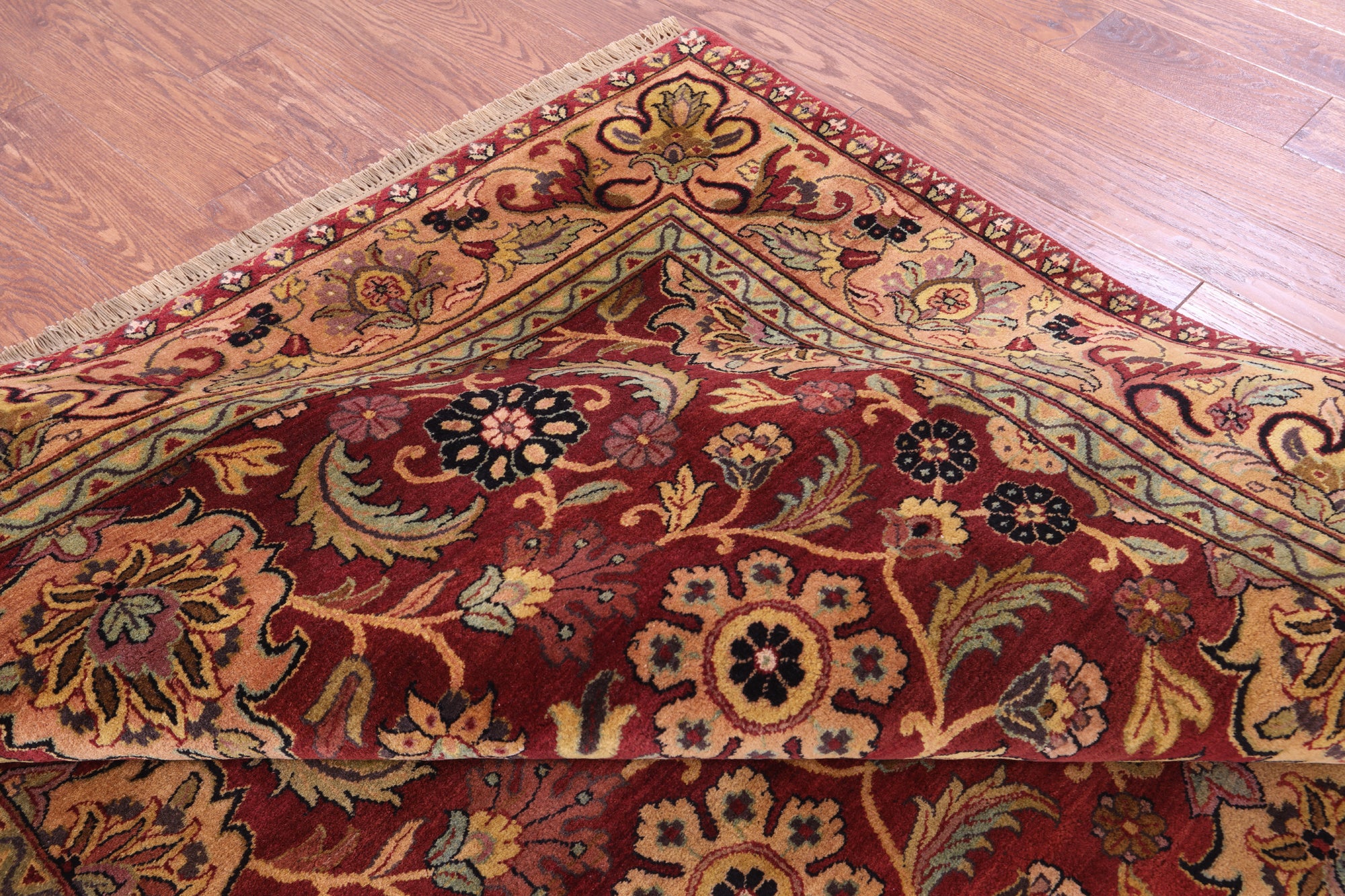 Red Persian Tabriz Handmade Wool Rug - 6' 3" X 17' 7"