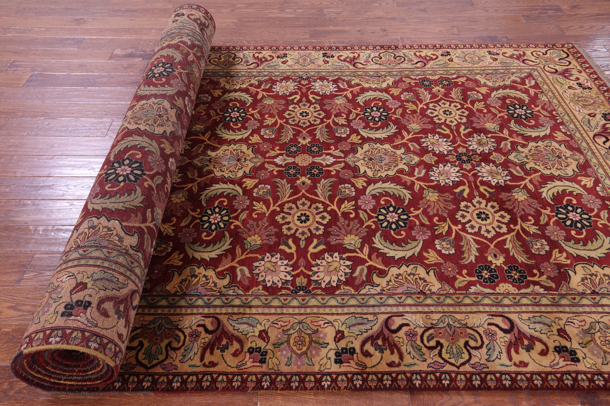 Red Persian Tabriz Handmade Wool Rug - 6' 3" X 17' 7"