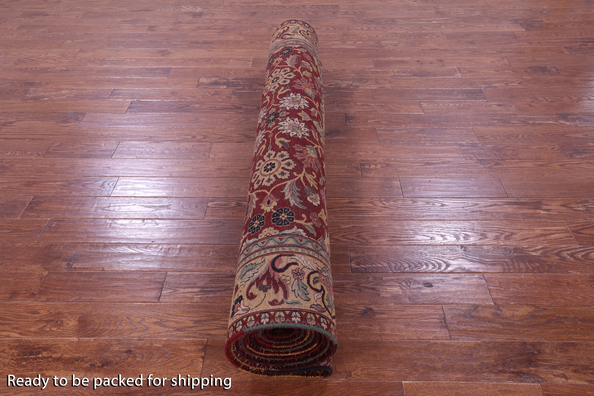 Red Persian Tabriz Handmade Wool Rug - 6' 3" X 17' 7"