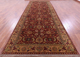Red Persian Tabriz Handmade Wool Rug - 6' 3" X 17' 7"