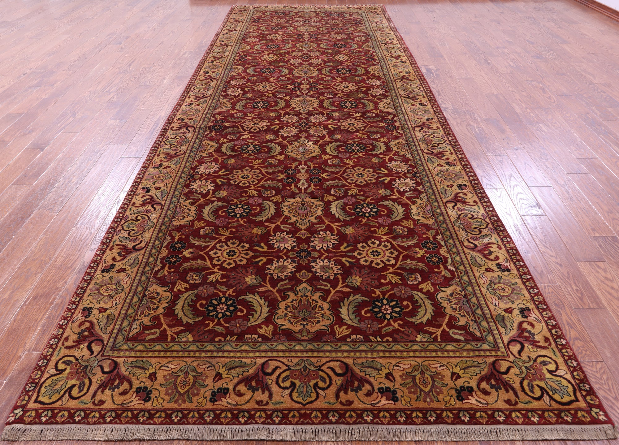 Red Persian Tabriz Handmade Wool Rug - 6' 3" X 17' 7"