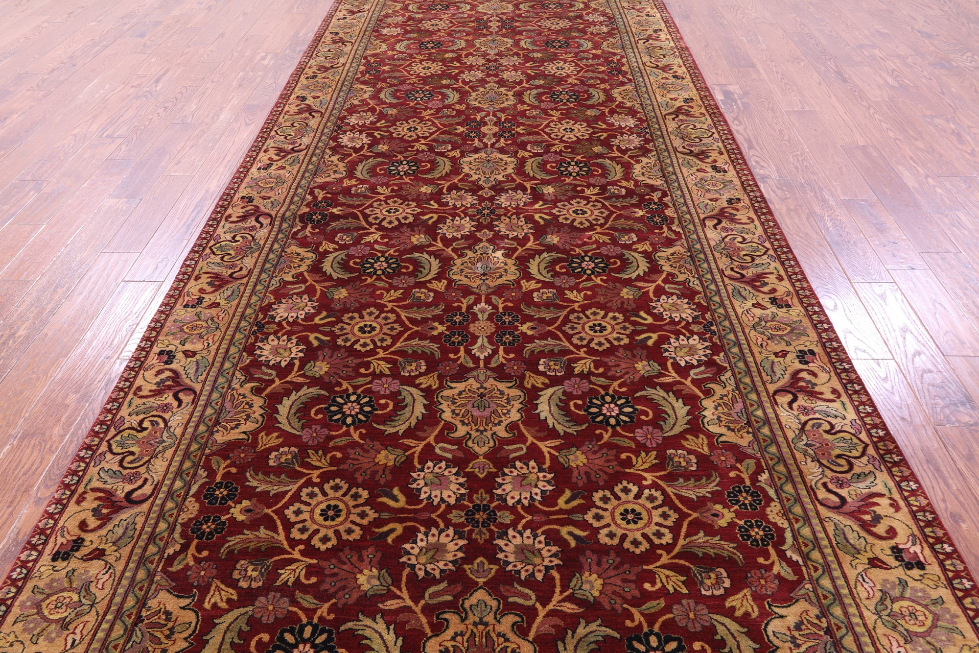 Red Persian Tabriz Handmade Wool Rug - 6' 3" X 17' 7"