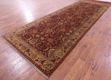 Red Persian Tabriz Handmade Wool Rug - 6' 3" X 17' 7"