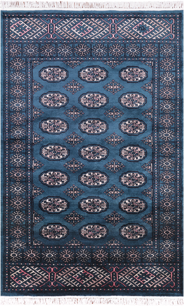 Green Bokhara Hand-Knotted Wool Rug - 3' 6" X 5' 5"