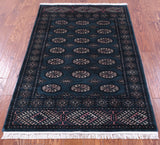 Green Bokhara Hand-Knotted Wool Rug - 3' 6" X 5' 5"