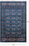 Green Bokhara Hand-Knotted Wool Rug - 3' 6" X 5' 5"