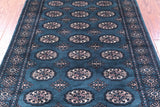 Green Bokhara Hand-Knotted Wool Rug - 3' 6" X 5' 5"