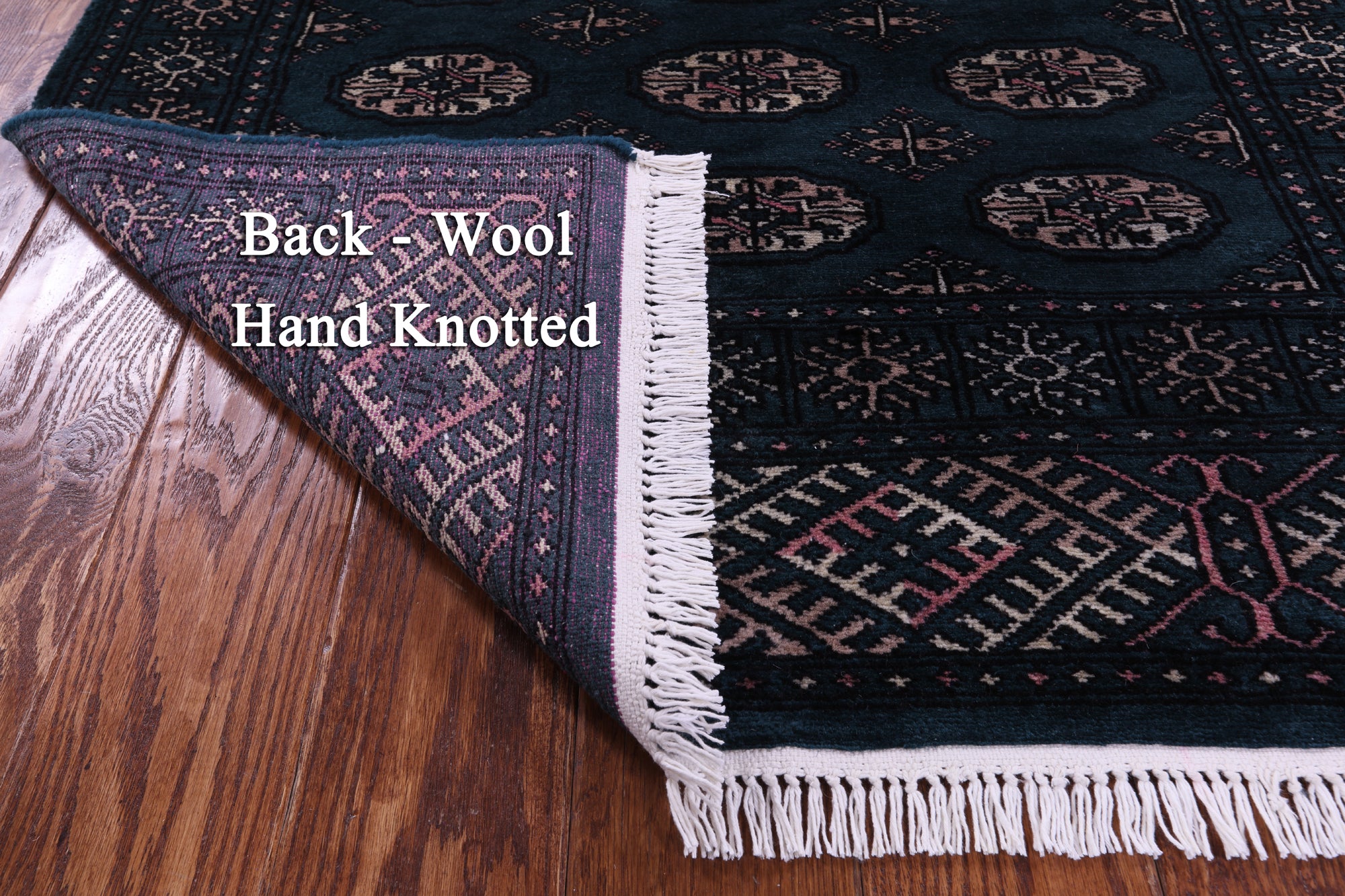 Green Bokhara Hand-Knotted Wool Rug - 3' 6" X 5' 5"