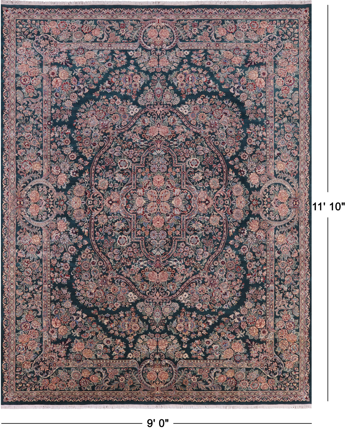 Persian Tabriz Hand Knotted Wool Rug - 9' 0" X 11' 10"
