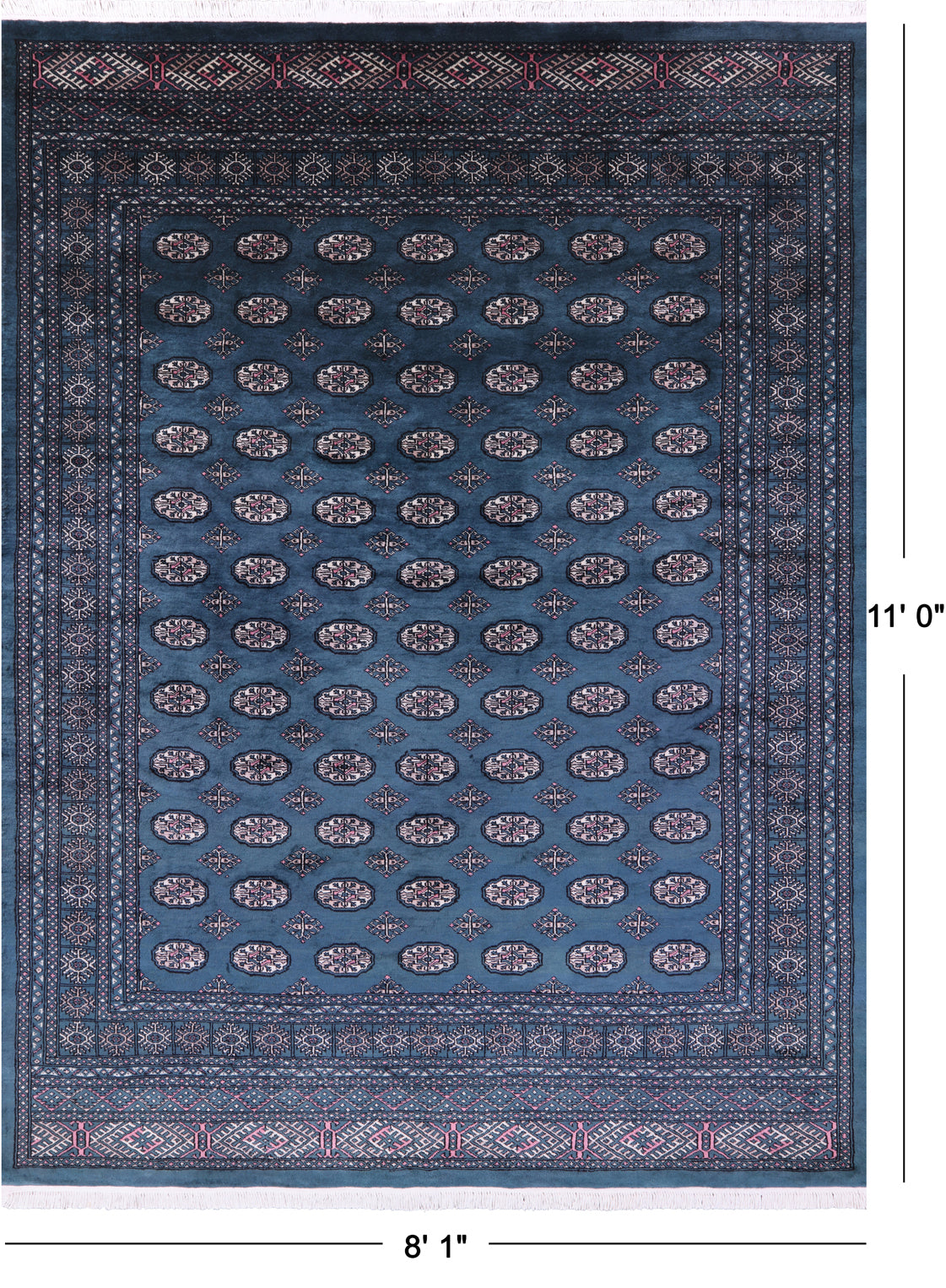 Green Bokhara Hand-Knotted Wool Rug - 8' 1" X 11' 0"