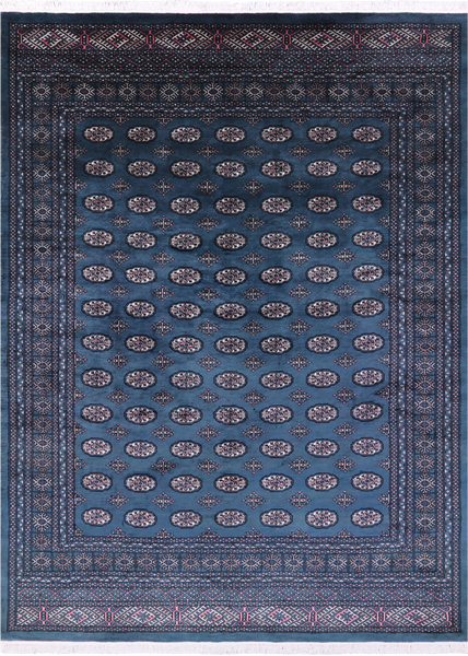 Green Bokhara Hand-Knotted Wool Rug - 8' 1" X 11' 0"