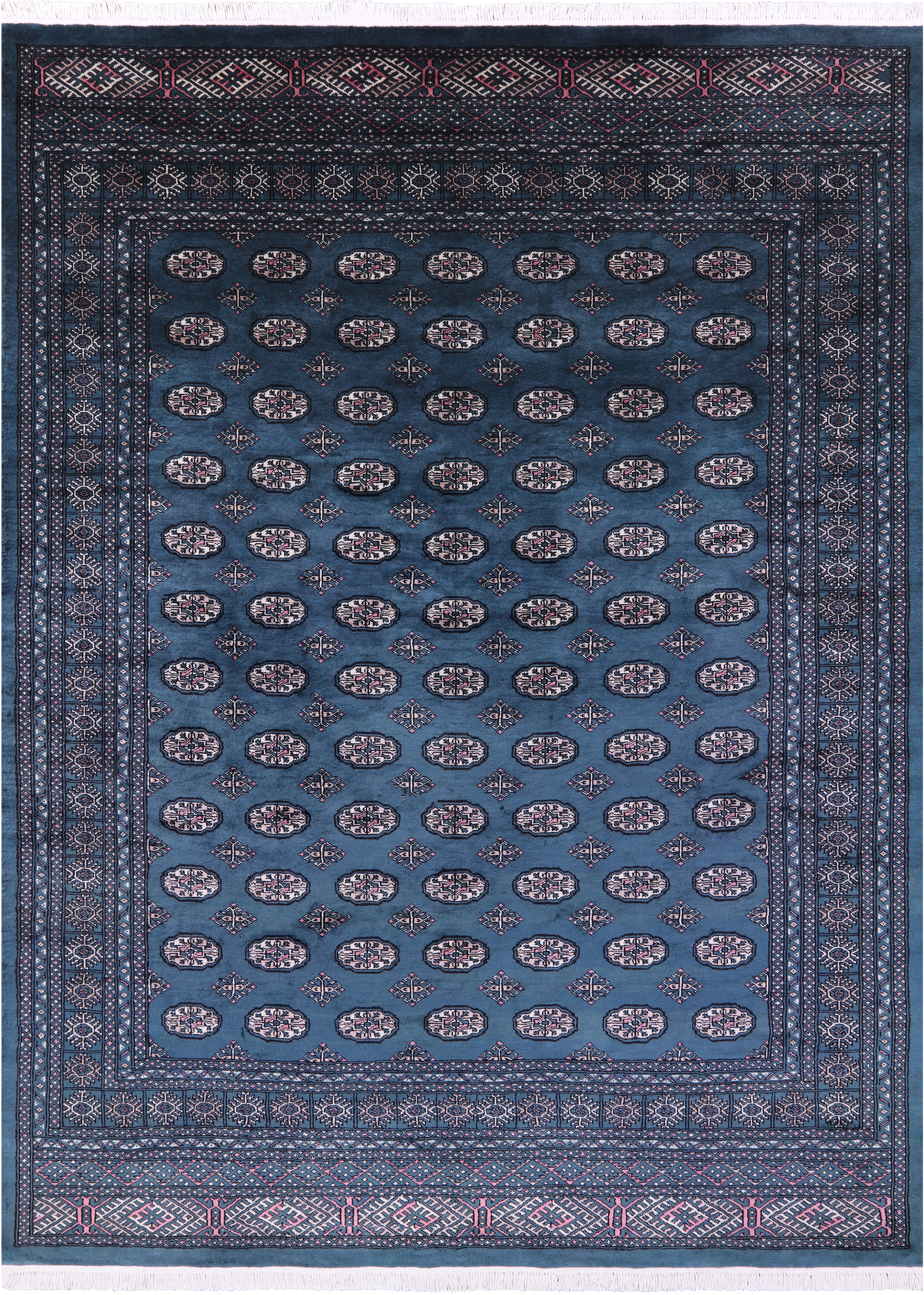 Green Bokhara Hand-Knotted Wool Rug - 8' 1" X 11' 0"