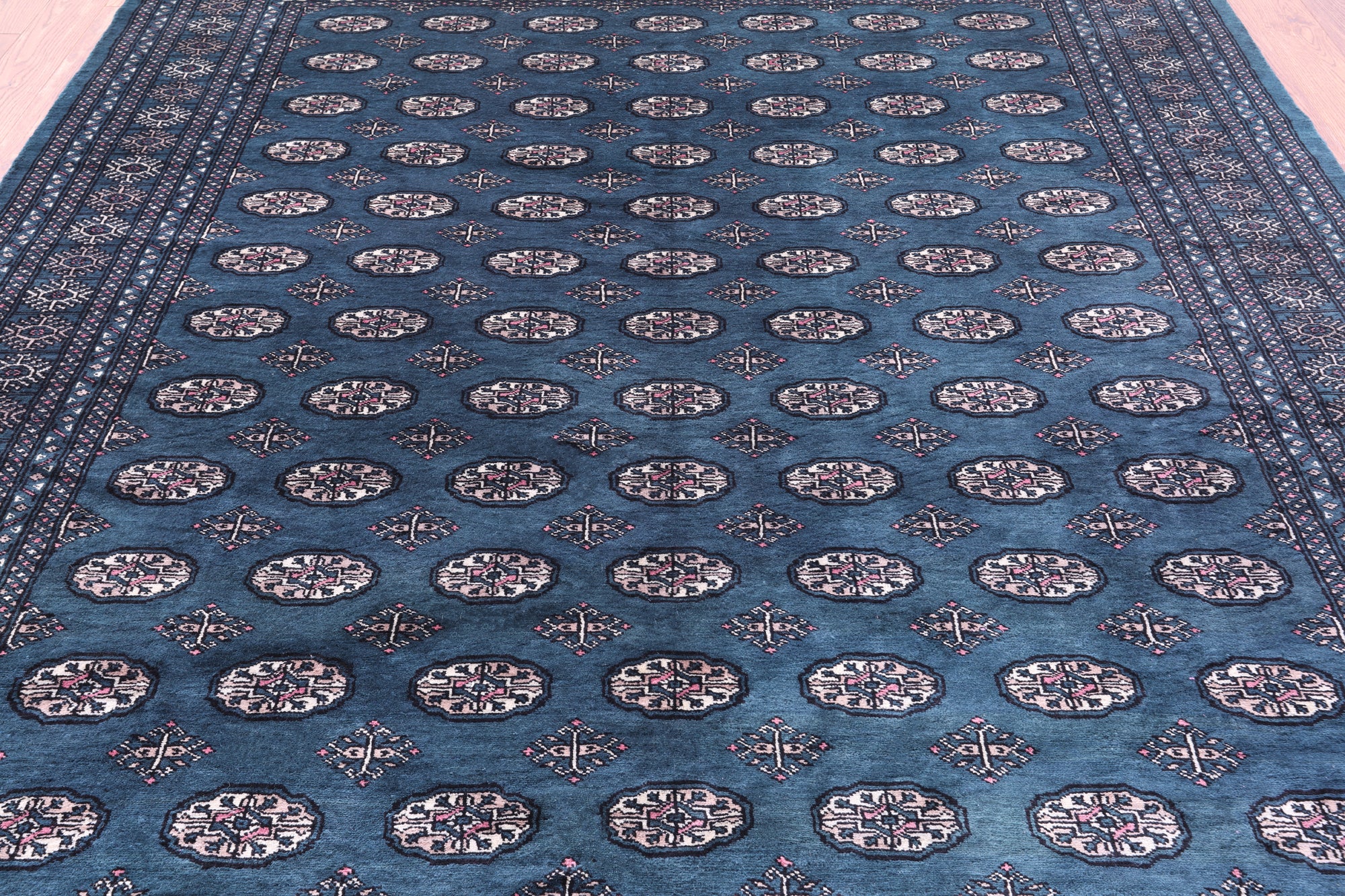 Green Bokhara Hand-Knotted Wool Rug - 8' 1" X 11' 0"
