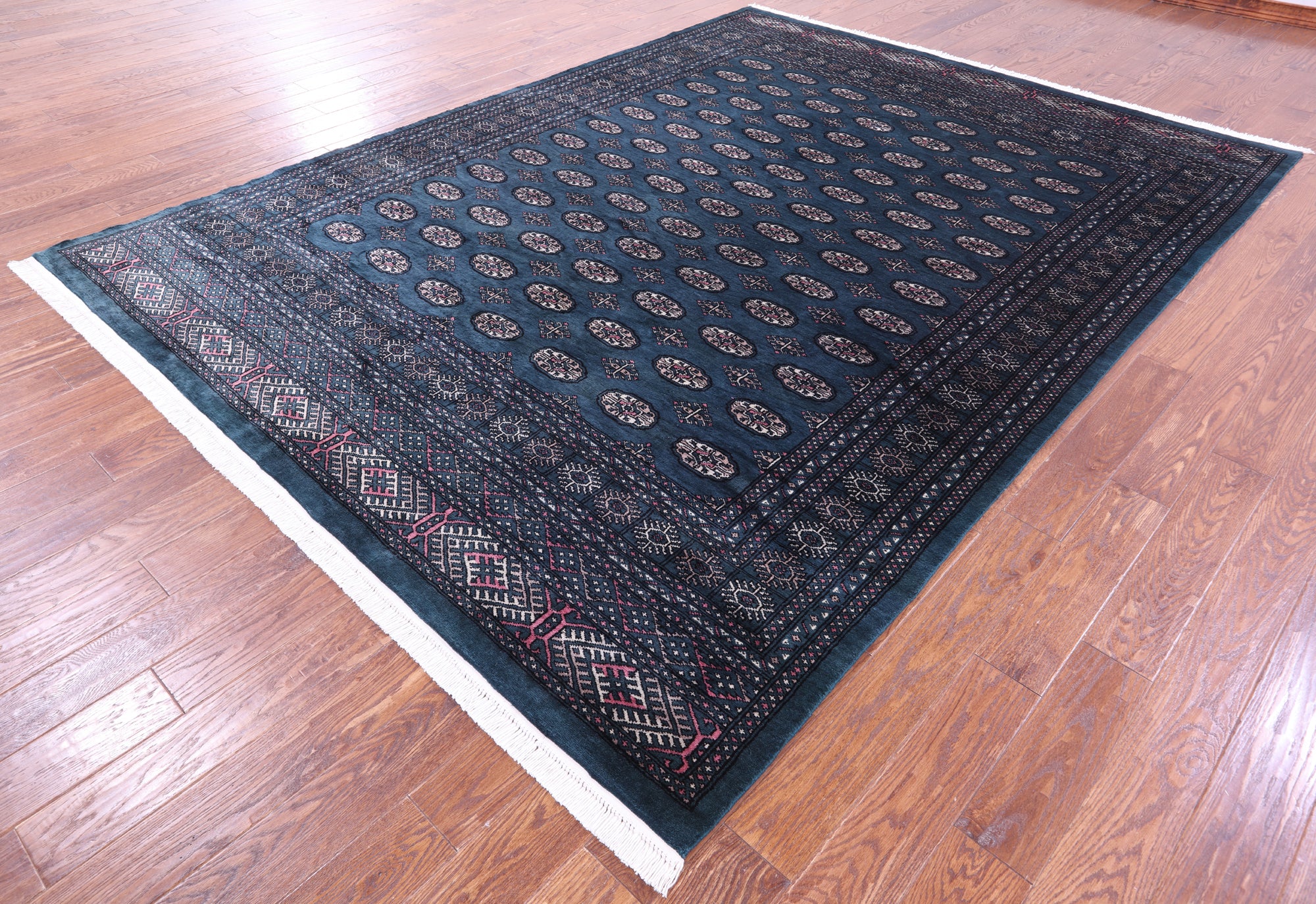 Green Bokhara Hand-Knotted Wool Rug - 8' 1" X 11' 0"
