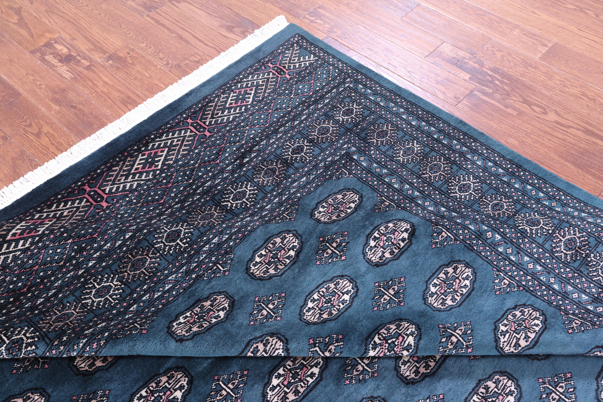 Green Bokhara Hand-Knotted Wool Rug - 8' 1" X 11' 0"