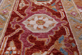 Ivory Persian Heriz Serapi Handmade Wool Rug - 9' 0" X 12' 0"
