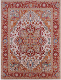 Ivory Persian Heriz Serapi Handmade Wool Rug - 9' 0" X 12' 0"
