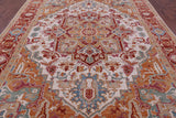 Ivory Persian Heriz Serapi Handmade Wool Rug - 9' 0" X 12' 0"