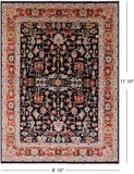 Black Persian Heriz Serapi Handmade Wool Rug - 8' 10" X 11' 10"