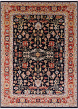Black Persian Heriz Serapi Handmade Wool Rug - 8' 10" X 11' 10"