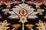 Black Persian Heriz Serapi Handmade Wool Rug - 8' 10" X 11' 10"