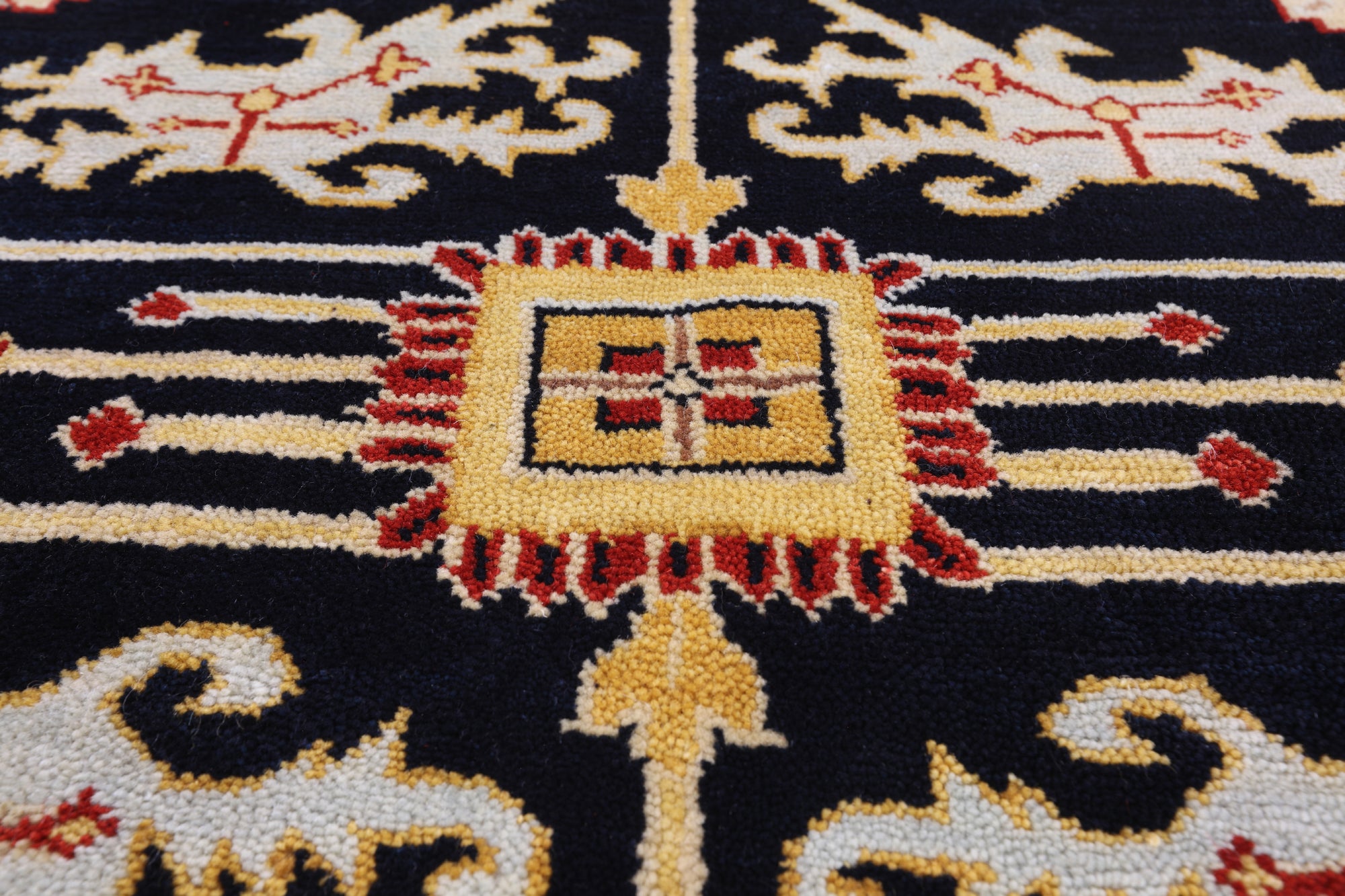 Black Persian Heriz Serapi Handmade Wool Rug - 8' 10" X 11' 10"
