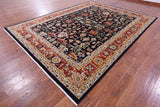 Black Persian Heriz Serapi Handmade Wool Rug - 8' 10" X 11' 10"