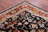 Black Persian Heriz Serapi Handmade Wool Rug - 8' 10" X 11' 10"