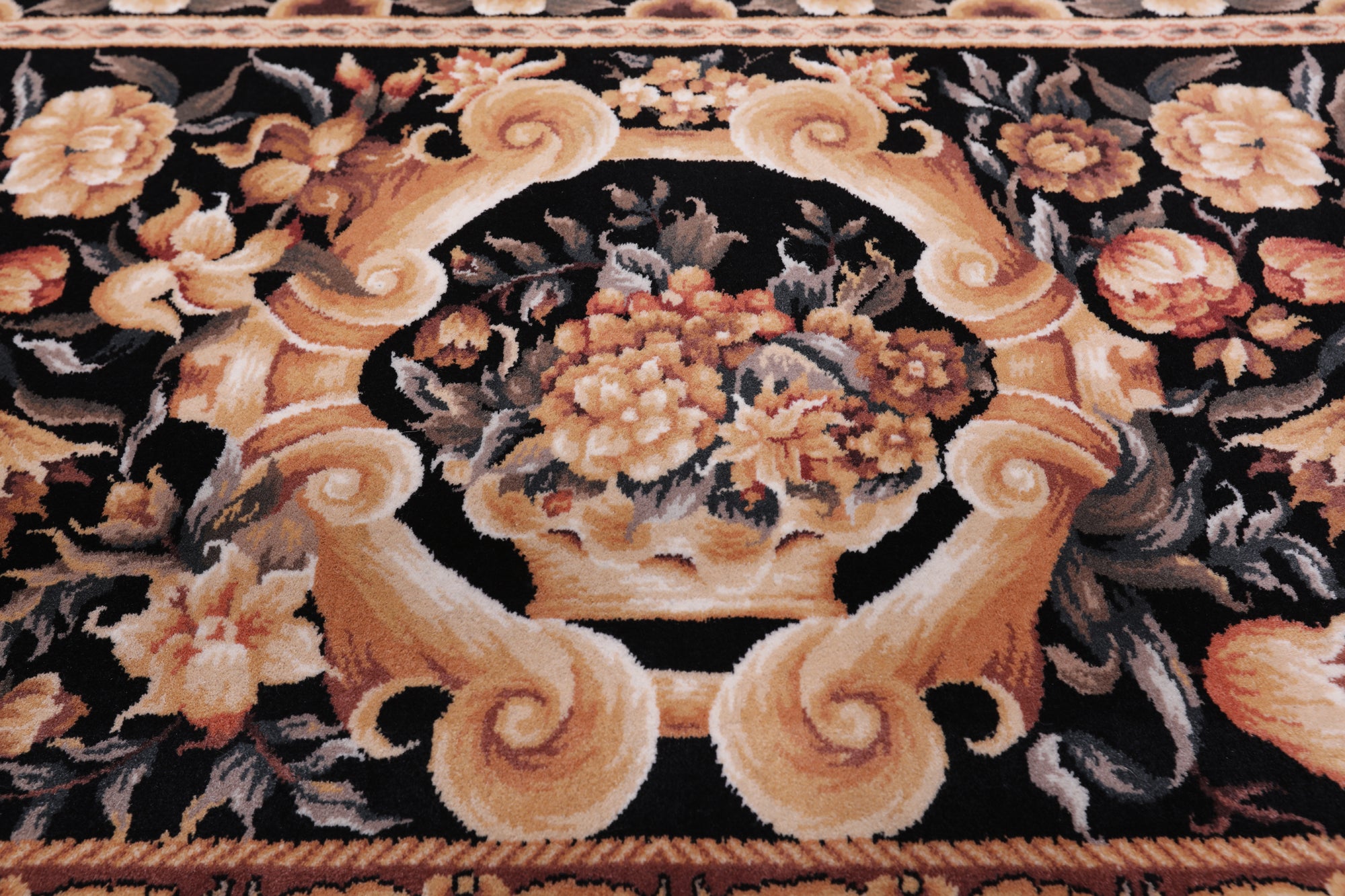 Black French Aubusson Handmade Wool Rug - 8' 0" X 10' 0"