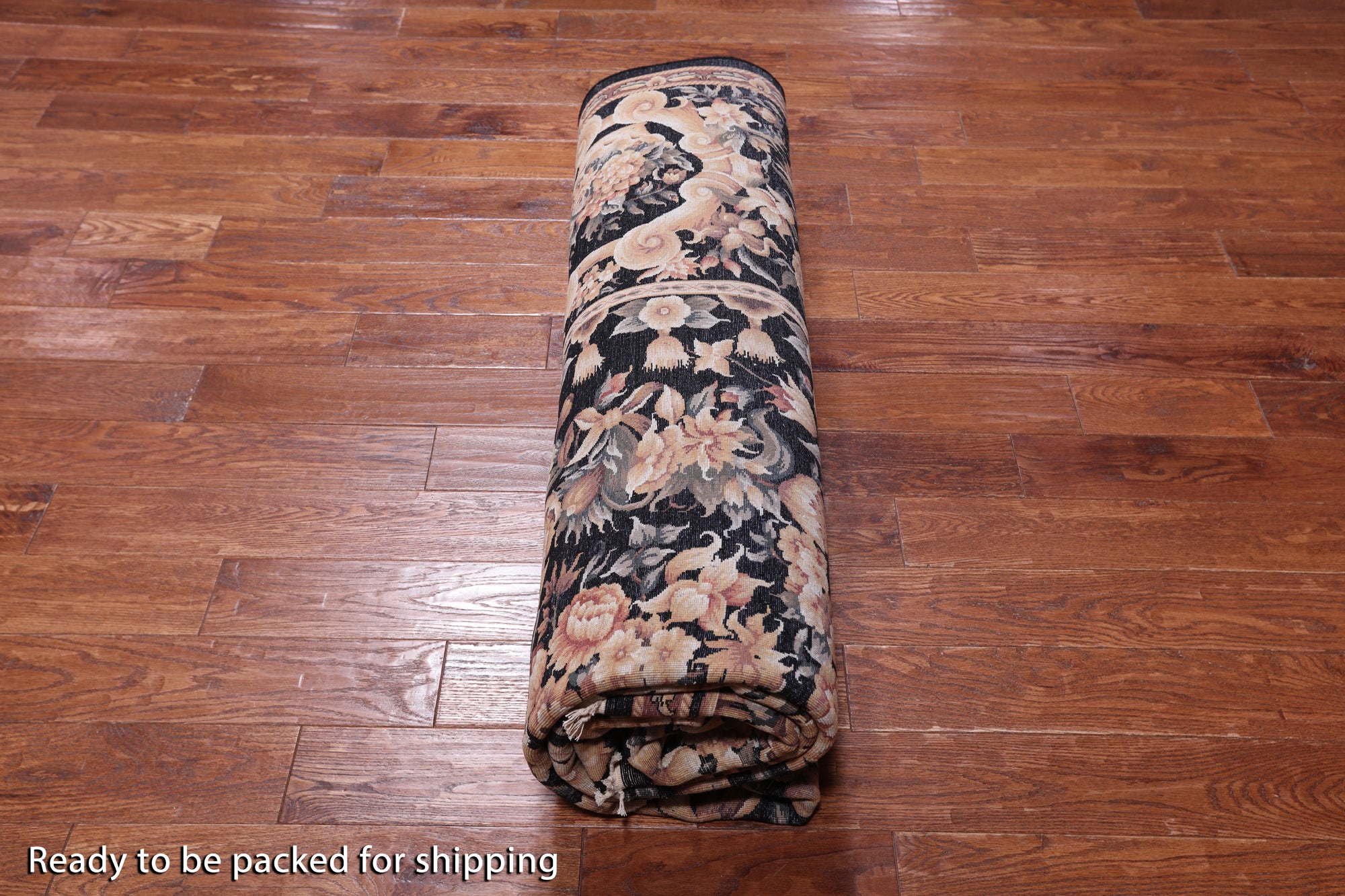 Black French Aubusson Handmade Wool Rug - 8' 0" X 10' 0"
