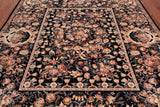 Black French Aubusson Handmade Wool Rug - 8' 0" X 10' 0"