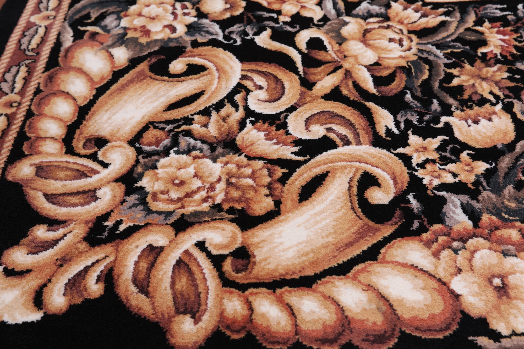 Black French Aubusson Handmade Wool Rug - 8' 0" X 10' 0"