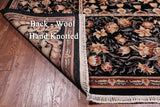 Black French Aubusson Handmade Wool Rug - 8' 0" X 10' 0"