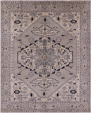 Light Grey Persian Heriz Serapi Handmade Wool Rug - 8' 1" X 10' 0"